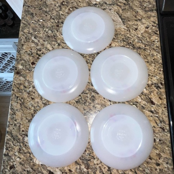 Vintage Fire King Milk Glass Primrose Saucers | Set of 5 - Picture 3 of 5